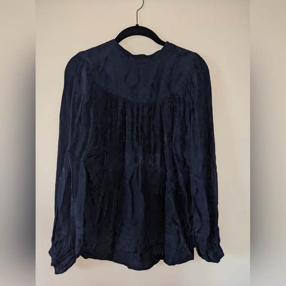 Lucky Brand Navy Patterned Button-up Blouse - Picture 2 of 4